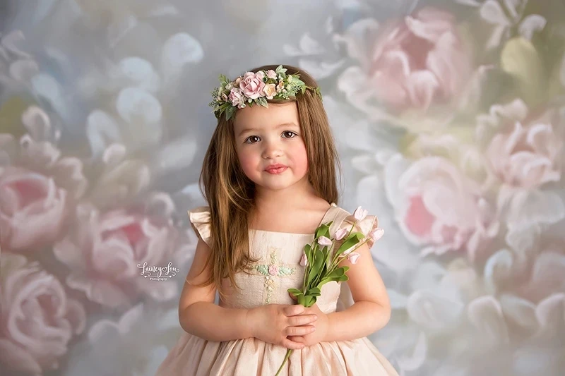 Mocsicka Blooming Flowers Photography Backdrops Retro Pink Floral Children Birthday Portrait Photo Props Studio Booth Background |