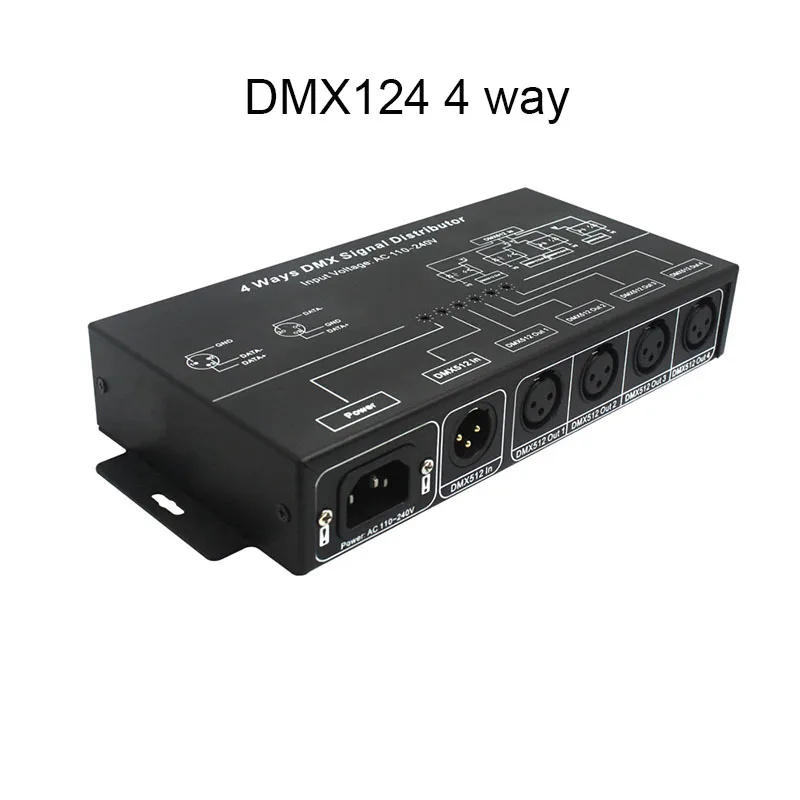Усилитель DMX512 разветвитель сигнала DMX повторитель 1 канал DMX121 4 выходных порта DMX124