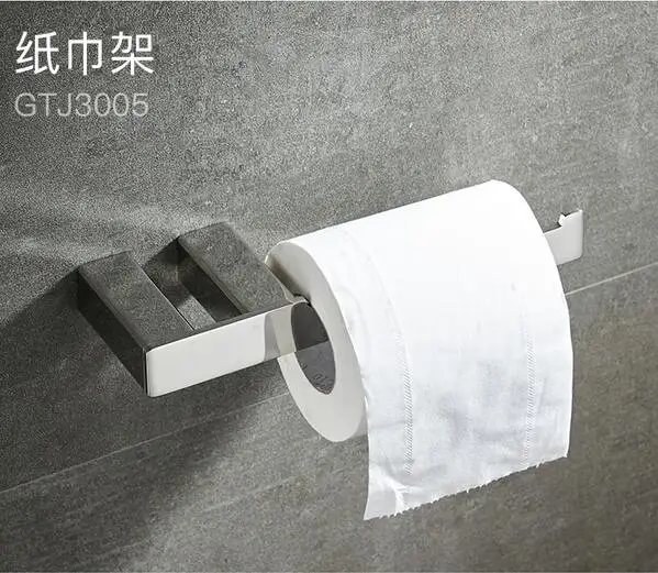 Modern Chrome Bathroom Hardware Set Towel Hanger Toilet Brush Holder Arabic Bathroom Accessories Polished 304 Stainless Steel - Color: paper holder