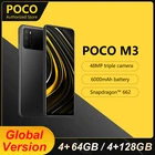 POCO M3 4 Гб 64 Гб128 ГБ Встроенная память смартфон глобальная версия Snapdragon 662G мобильного телефона 48MP Камера 6000 мАч, 6,53 'Дисплей мобильный телефон