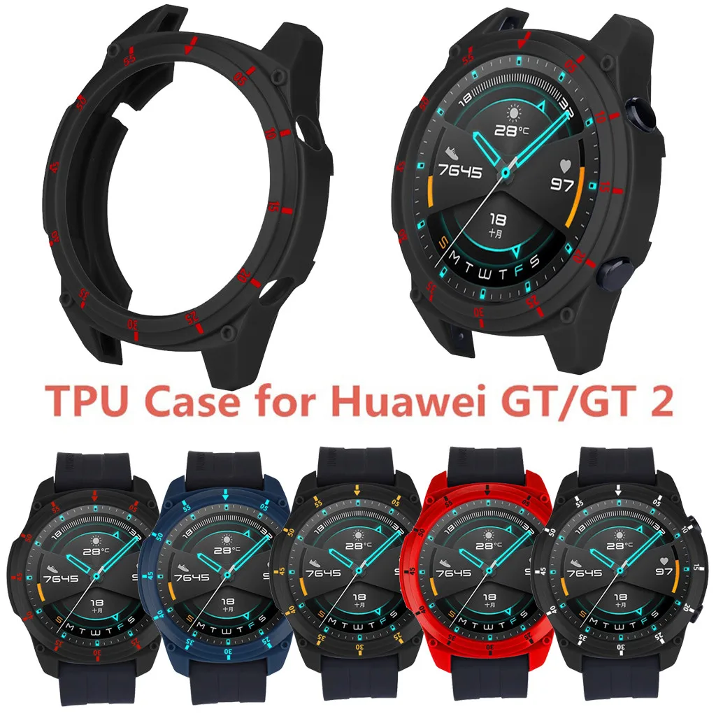 Чехол для Huawei Watch GT2 цветные Смарт-часы чехол из ТПУ корпус 46 мм защита спортивные