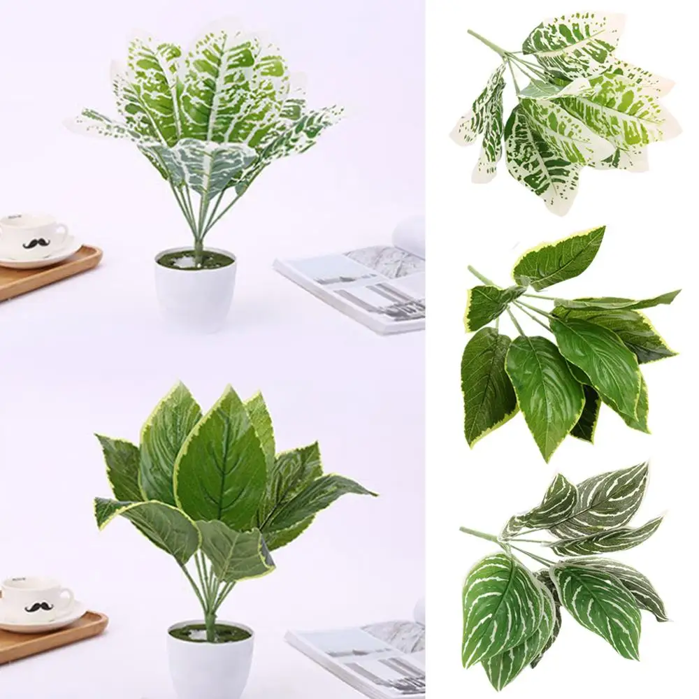 

7 листья искусственные растения для офиса садовый Декор для дома растения Плетеный настенный искусственный декоративные листья искусствен...