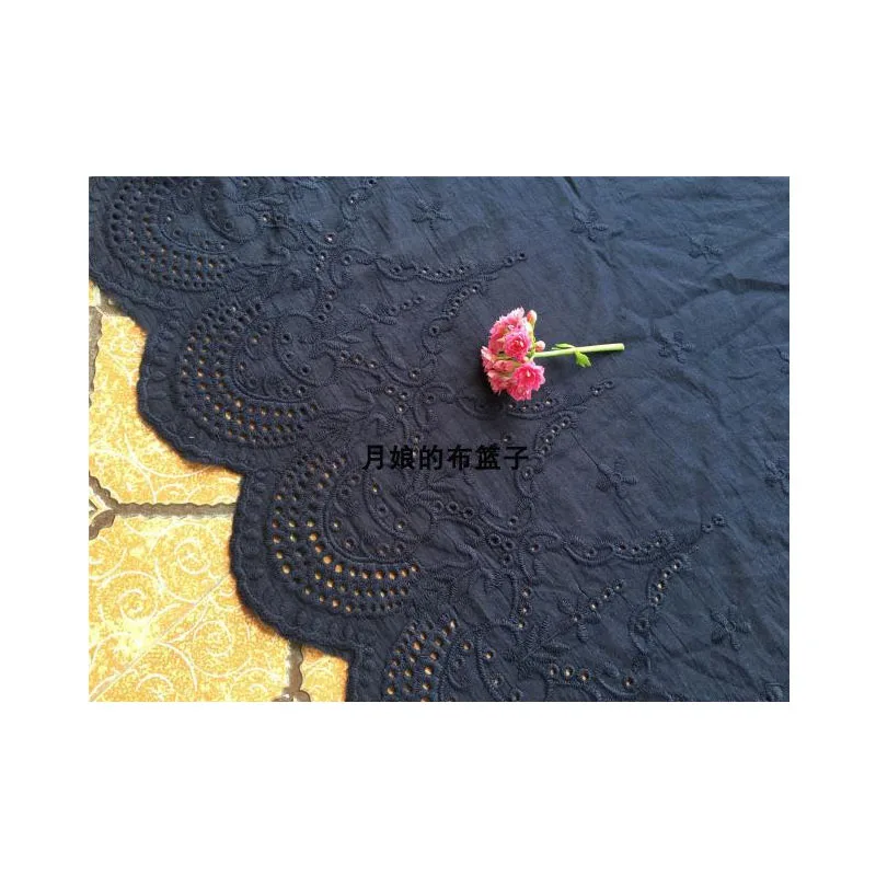 Темно синяя хлопчатобумажная вышивка кружева Сделай Сам стеганая кружевная