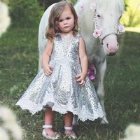 bling silver sequin aline flower girl dresses infant wedding party princess birthday pageant robe de demoiselle custom made free