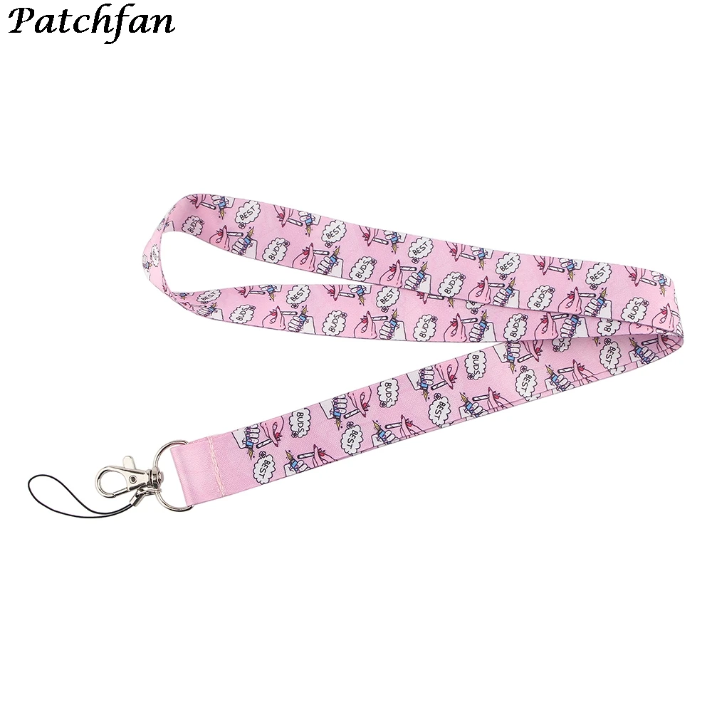 

20pcs/lot AD217 Patchfan Cartoon Lanyard Webbing Ribbon Neck Strap Fabric Para Badge Phone Holders Necklace Card Cover