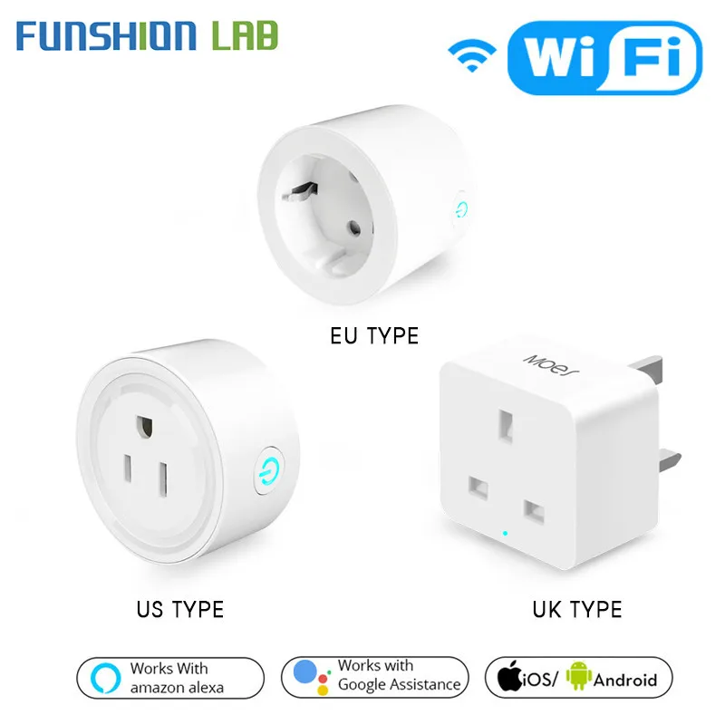 

UK US EU WiFi Smart Socket Power Plug Outlet Remote Control Works with Amazon Alexa Google Home No Hub Required