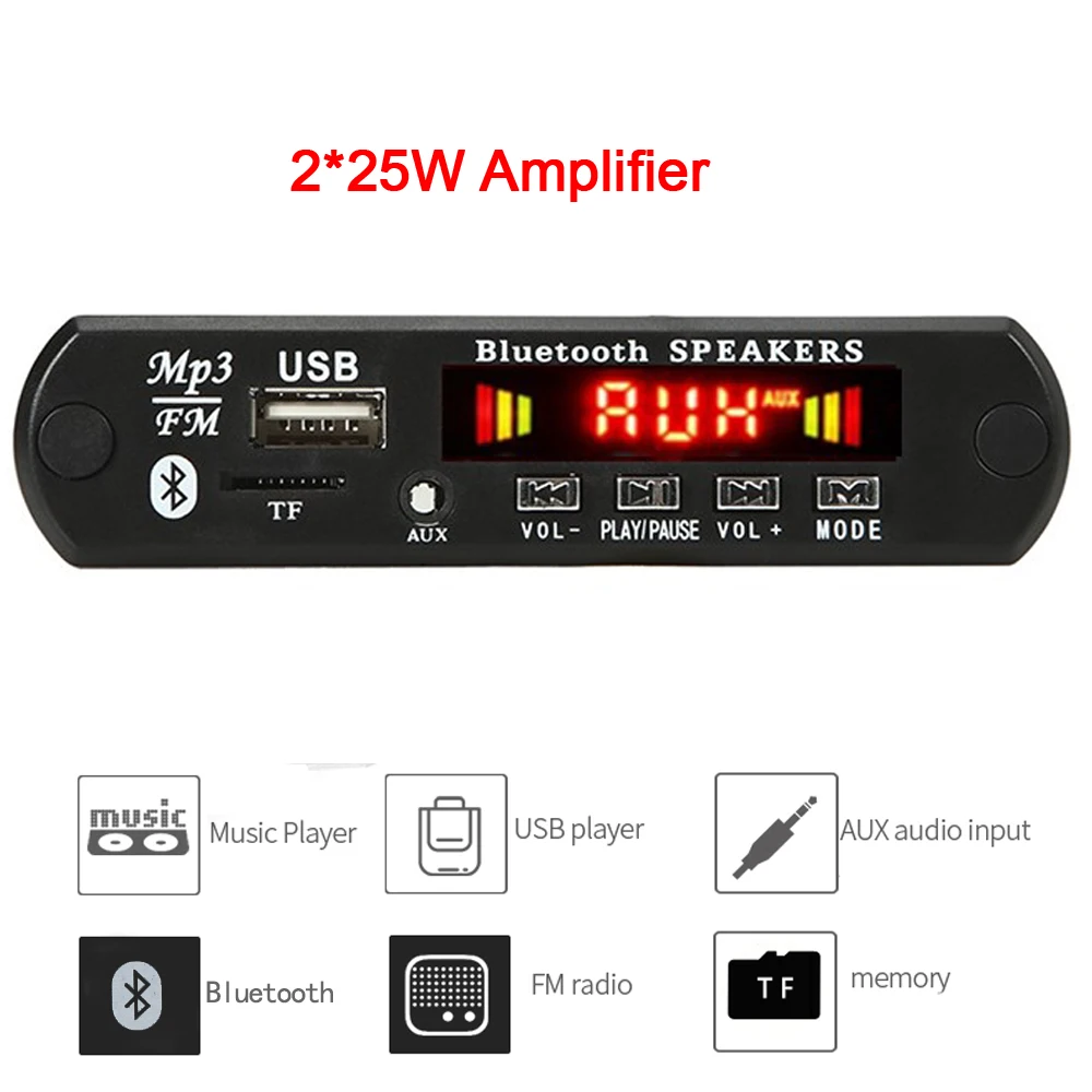 50 Вт усилитель mp3 плеер декодер плата модуль Bluetooth 5 0 6 18 в FM радио поддержка TF USB AUX с