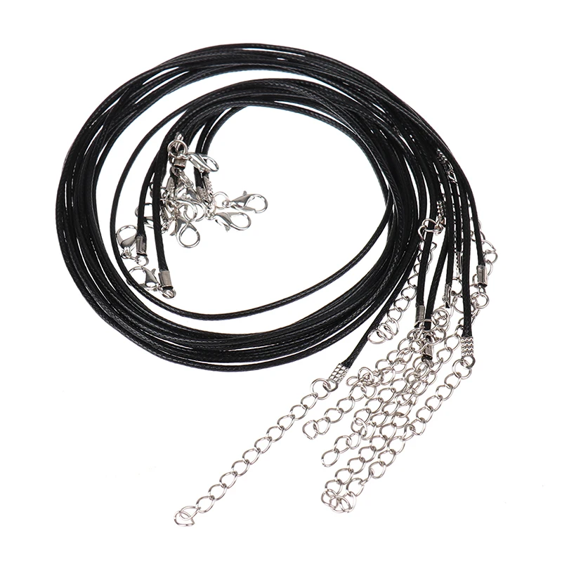

10pcs 43/45cm Adjustable Leather Wax Cord DIY Handmade Braided Rope Necklaces Pendant Charms Lobster Clasp String Jewelry Making