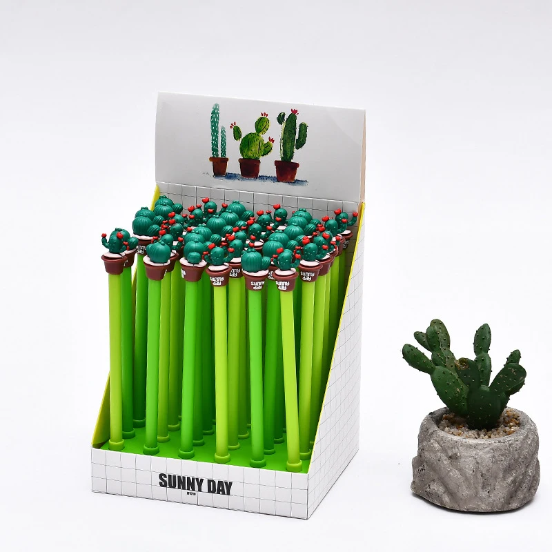 1 шт. гелевая ручка с милым КАКТУСОМ 0 5 мм Мультяшные ручки черными чернилами