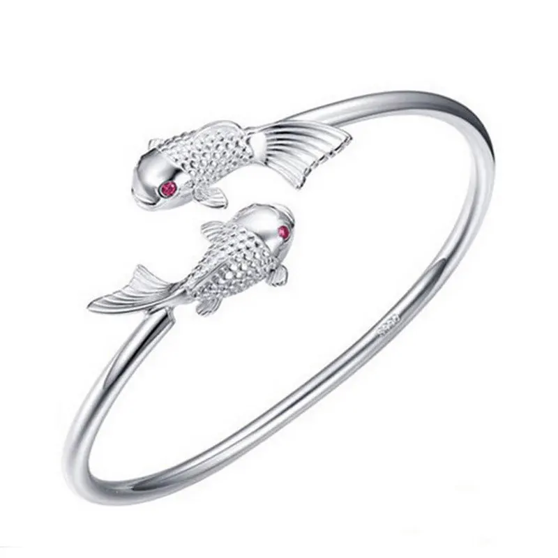 

999 Silver Carp Creative Bracelet Japan and South Korea Elegant Ladies Fashion Personality Open Bracelet Jewelry Gift Wholesale