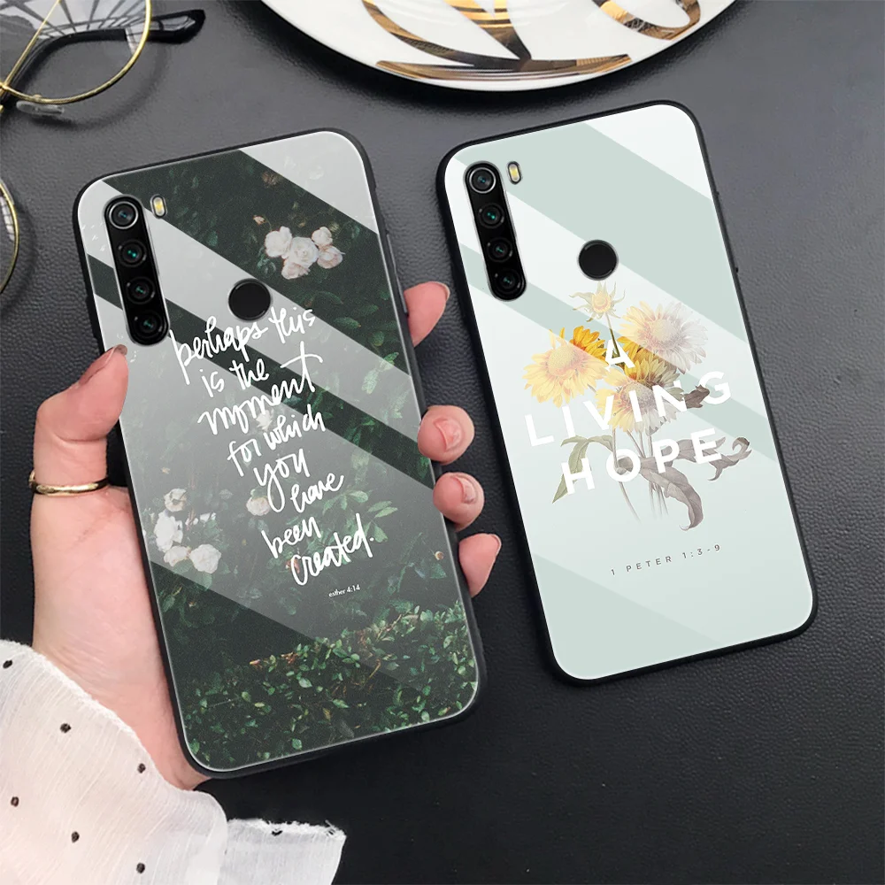 

Bible verse Case for Xiaomi Redmi Note 8 7 8A 7A 8T K20 6 Pro Mi 9 9T 10 8 Pro SE A3 A2 Lite CC9 F1 Glass Phone Cases Cover Capa