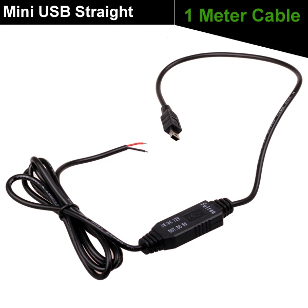 DC 12 В до 5 В инвертор конвертер микро мини USB жесткий проводной автомобильное зарядное устройство для gps телефона DVR рекордер камера 1/3 м - Название цвета: Mini USB Straight 1M