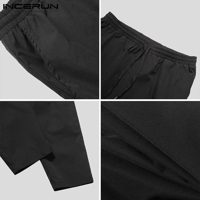 

Men Casual Pants Joggers Drawstring Pockets Streetwear Korean Style Solid Color Trousers Men 2021 Leisure Pantalon INCERUN S-5XL