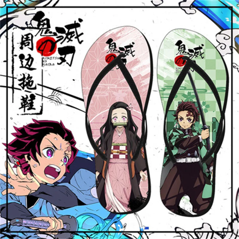 

New Demon Slayer Anime Slippers Kimetsu No Yaiba Kamado Nezuko Tanjirou Attacking on Titan Fashion Summer Casual Shoes