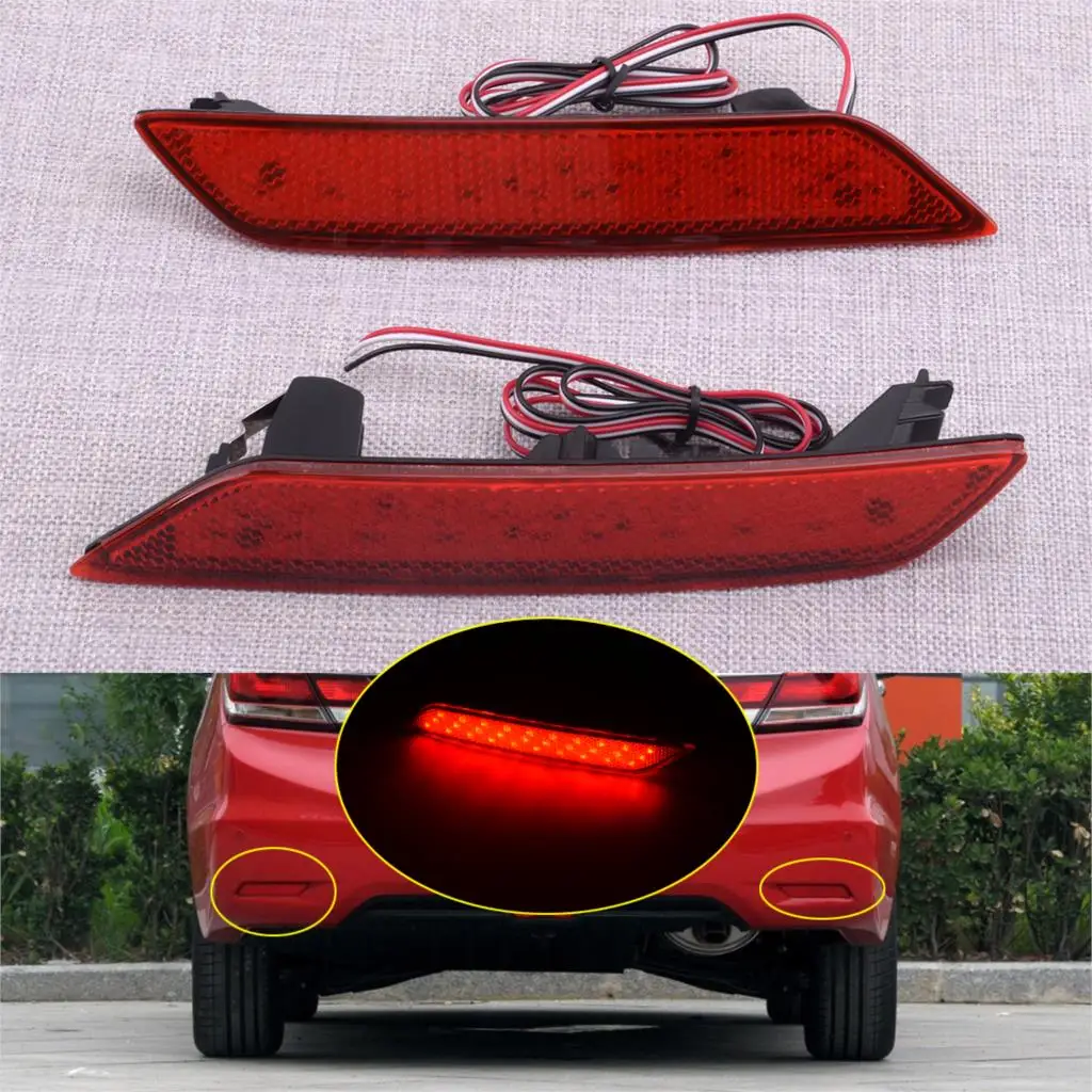 

1 Pair 12V Red Lens LED Rear Bumper Reflector Brake Light 33505TR0A51 33555TR0A51 Fit for Honda Civic Sedan 2013 2014 2015