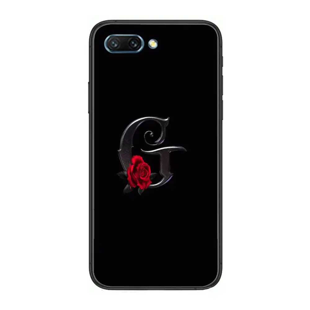 

Roses and English letters clear Phone Case For Huawei Honor 10 9 8 7 N Pro Lite A C RU Black Etui Coque Hoesjes comic fashion