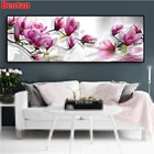 Набор для алмазной живописи 5D сделай сам, полностью квадратные круглые полимерные алмазные картины, цветок магнолии, мозаика для гостиной, длинный баннер