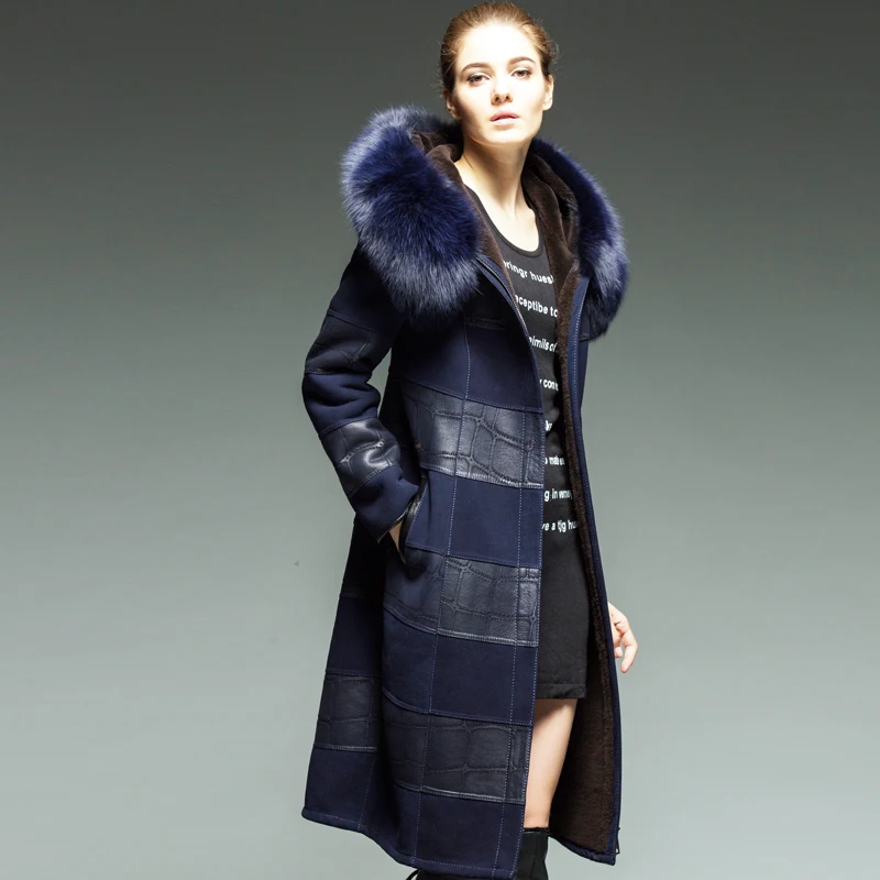 

Женская куртка из овечьей кожи с натуральным мехом, новинка зимы 2020, Высококачественная кашемировая подкладка, воротник из лисьего меха, ко...