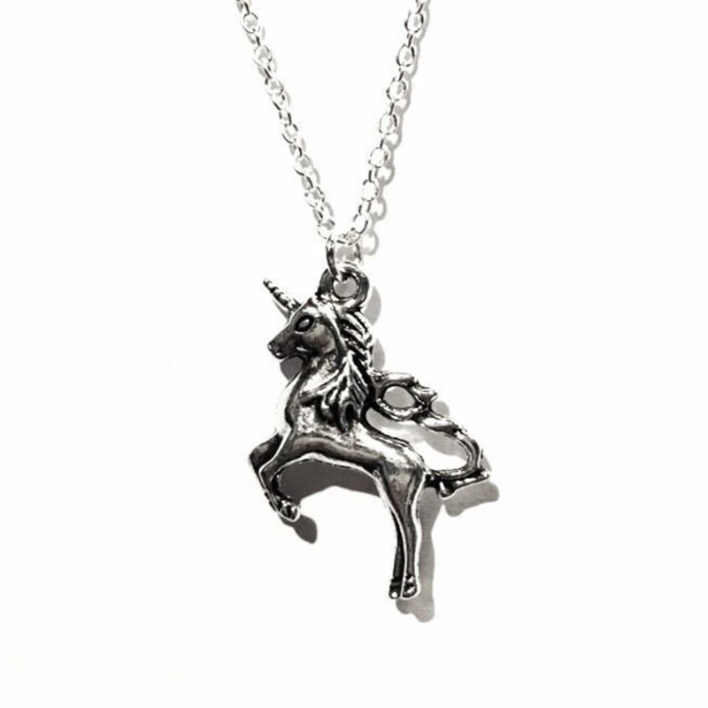 

Cartoon Unicorn Charm Pendant Necklace Unicorn necklace Silver Color 18" Chain