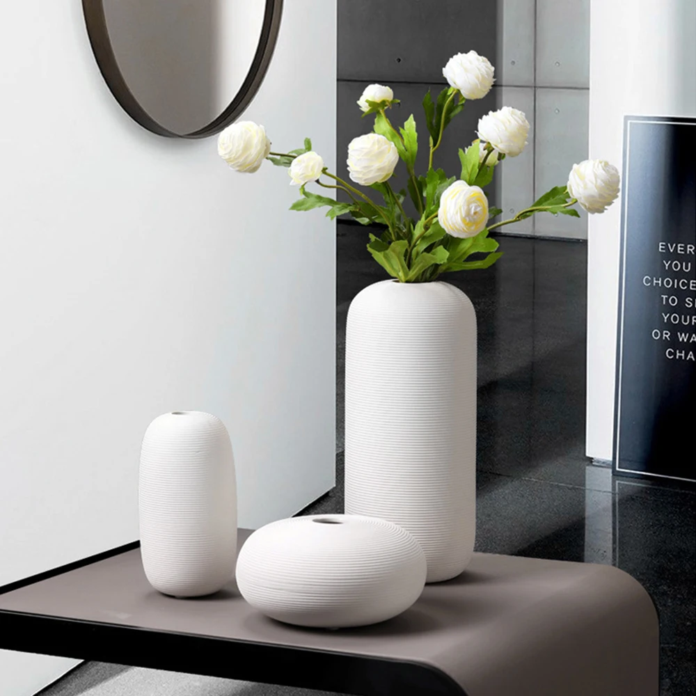 

Creative Ceramic Ceramics White Vase Ornaments Modern Minimalist Living Room Home Decoration Accessories Flower Arrangement Gift