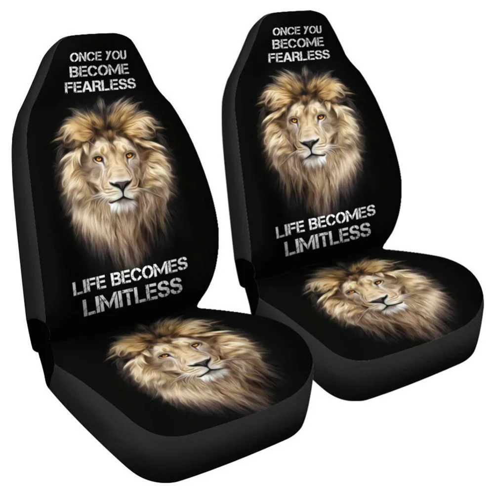 Чехлы на переднее сиденье автомобиля полноразмерные с принтом льва для