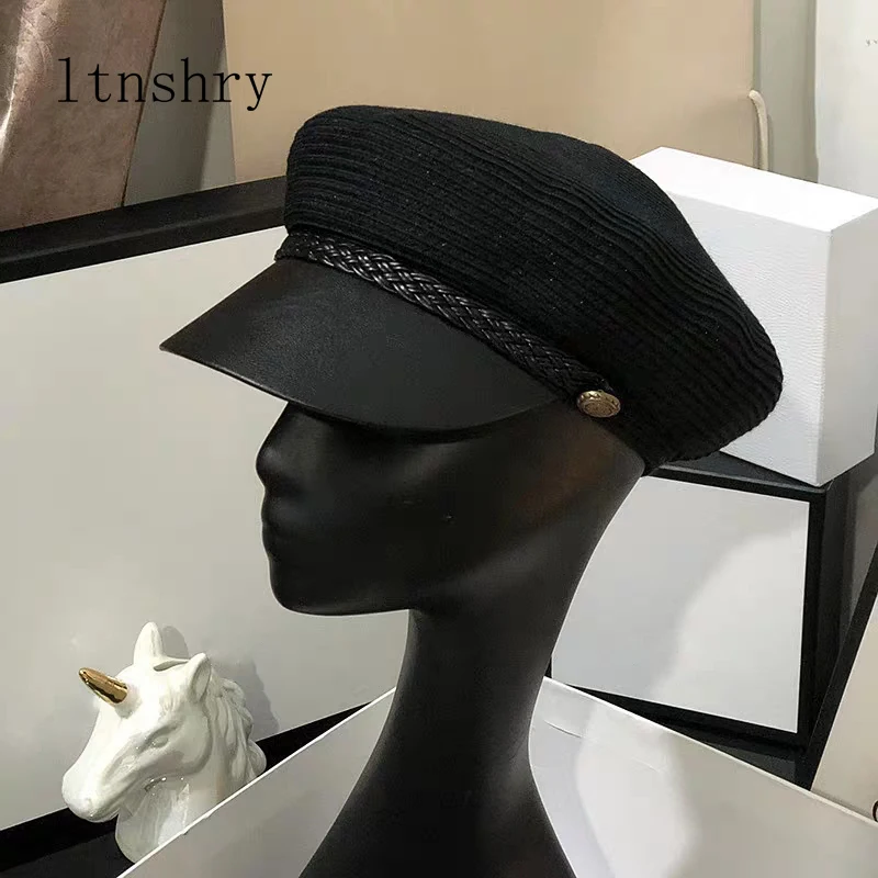 Осень 2019 модные женские береты зеленые Теплые Ретро кепки газетчика