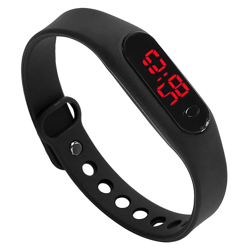 Модный светодиодный женский мужской спортивный браслет часы резиновые цифровые
