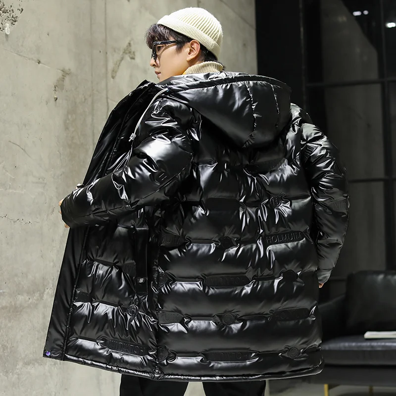 

Mens Winter Down Jacket Men 2020 New Hooded Warm Soft Shell Long Reflective Top Jackets Casual Solid Color Waterproof Jacket Men