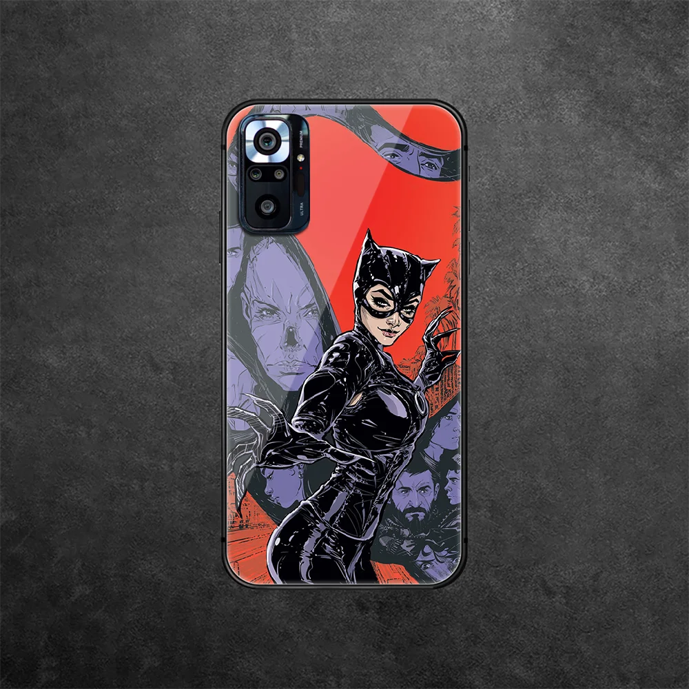 

Cat Girl Woman Tempered Glass Phone Case Cover For Xiaomi Redmi Note 7 8 9 10 A C T S Pro K 30 40 Etui Coque Silicone Black