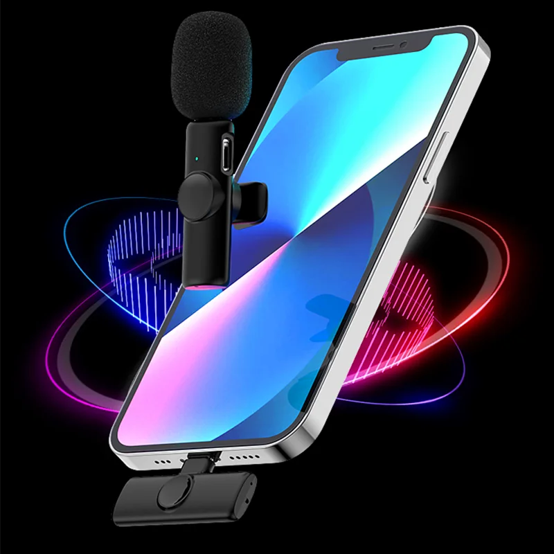 Беспроводной петличный микрофон для iPhone Android мини беспроводной двойной с YouTube