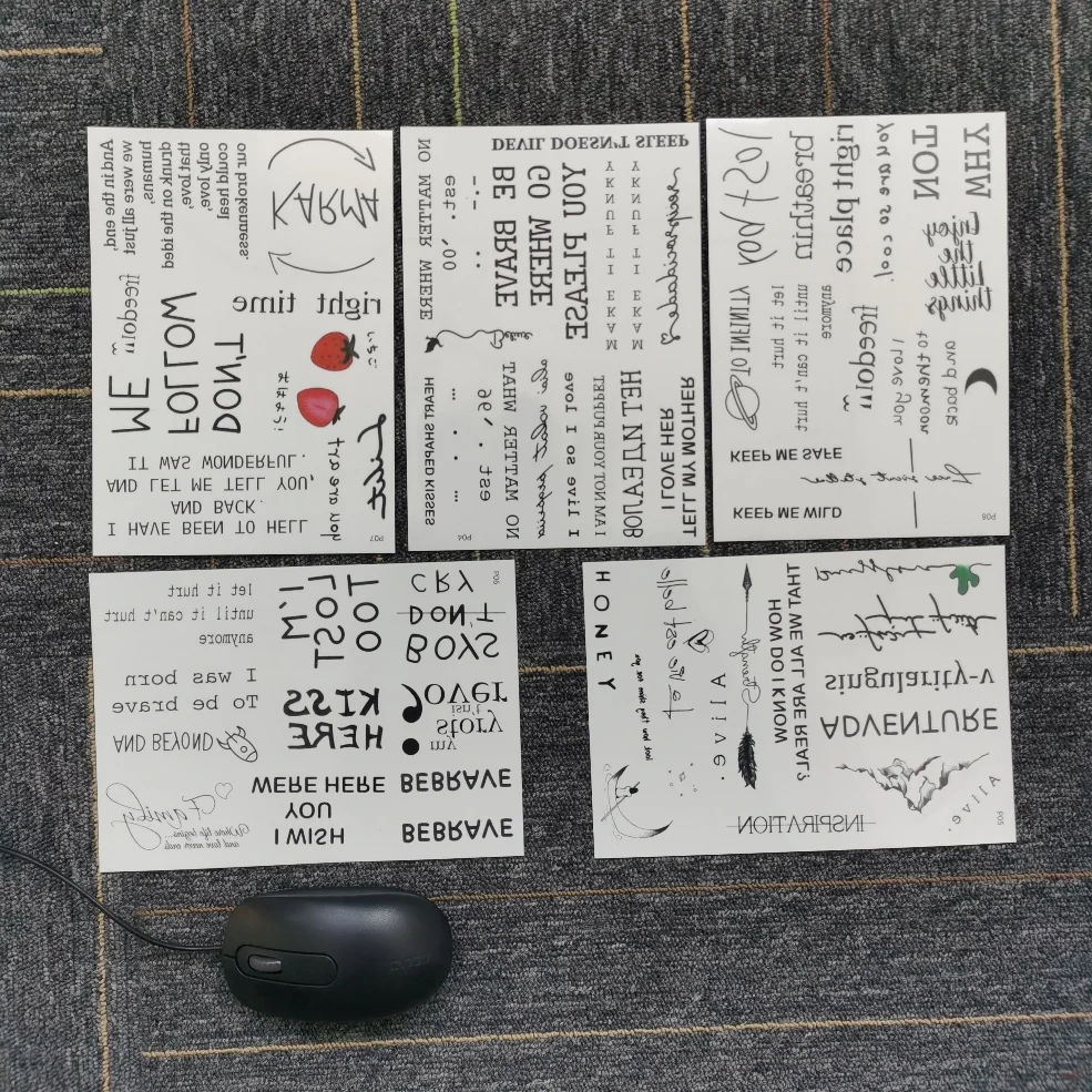 Tattoo Sticker set English sentence brave breathin kiss here Tatoo Temporary Flash Tatto Fake Cool stuff for Men Women 56 Pcs | Красота и