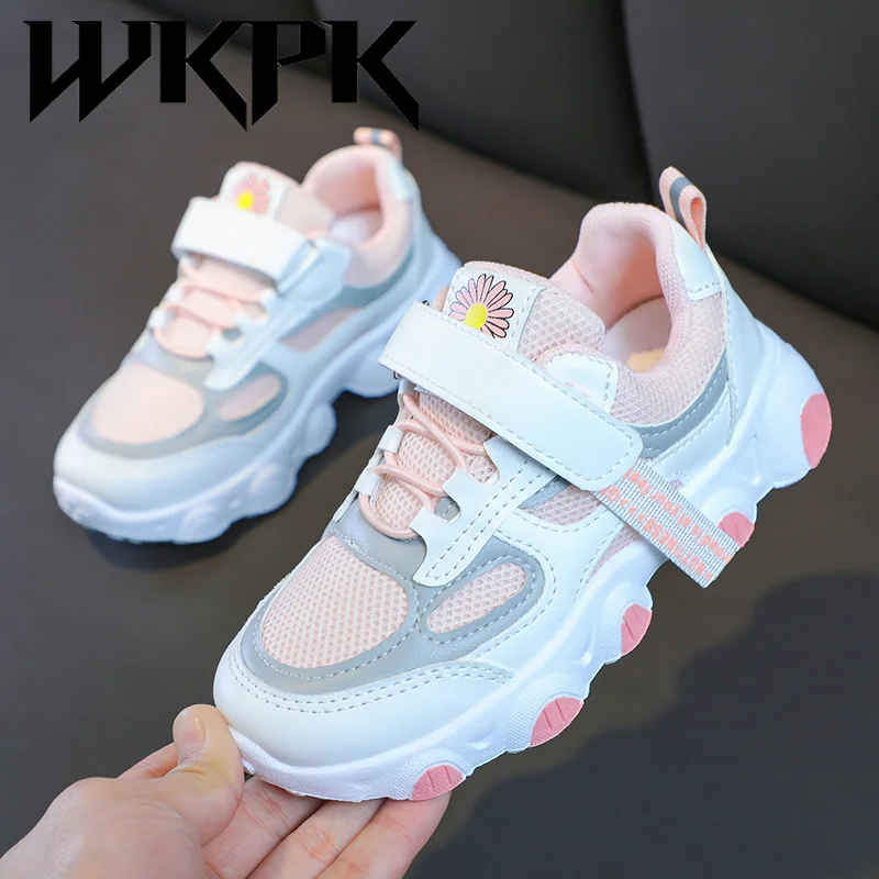 Детские кроссовки WKPK, удобная сетчатая повседневная обувь для девочек, износостойкие легкие детские ботинки, товары для активного отдыха