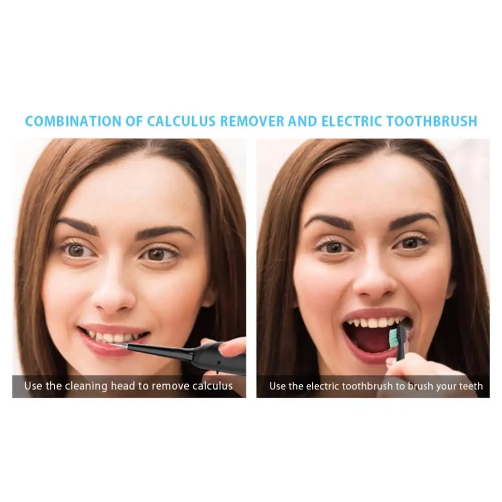 

Electric Dental Cleaning Calculus Plaque Remover Rechargeable Vibrating Tartar Remover with 3 Interchanging Heads