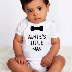 Aunties Little Man Summer Fashion Newborn Baby Romper Clothing Funny Print Infant Boys Jumpsuit Todd
