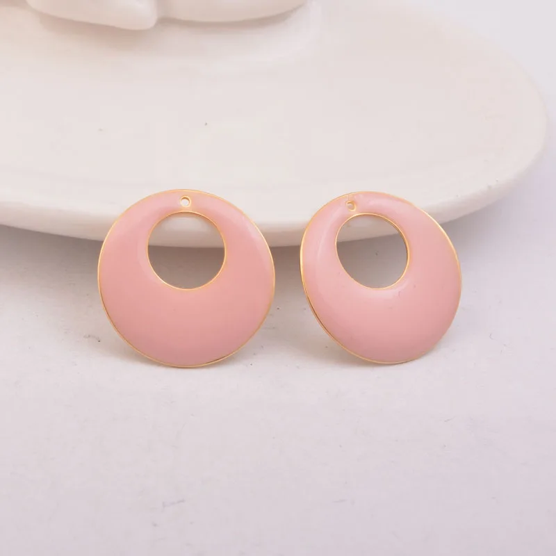 30 шт. 22 мм золотые медные Круглые Подвески с высококачественной эмалью круглые