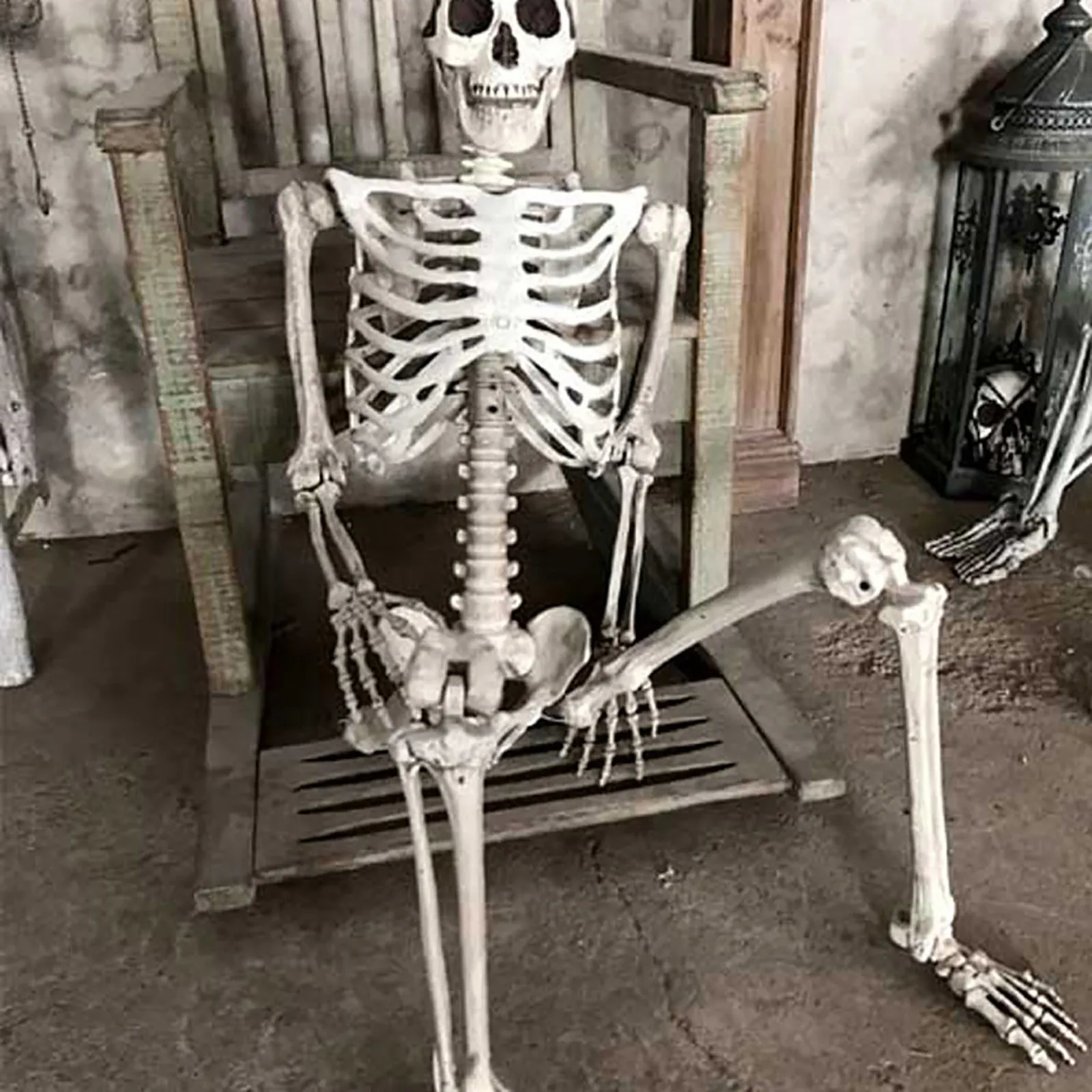 Halloween Skeleton Human Bone Material Seven Adjustable Joints Can be Suspended from Ceiling Suitable for Prank Themes | Дом и сад