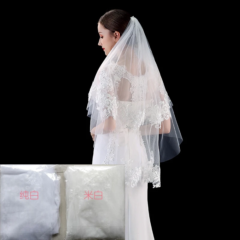 New Arrival White Ivory Two Layers Bridal veil 2021 Wedding Welon voile mariage velos de novia Mariage schleier | Свадьбы и