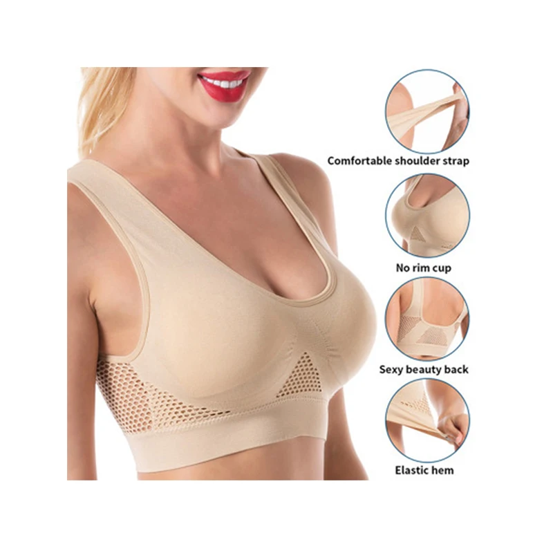 

Imellow Bras Plus Size 6XL Seamless Bra Sexy Wire Free Top Lingerie Breathable Women Deep V-Neck Backless Body Sexy Bra
