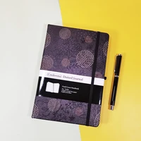 black floral a5 bullet dotted journal 160gsm ultra thick elastic band hard cover notebook