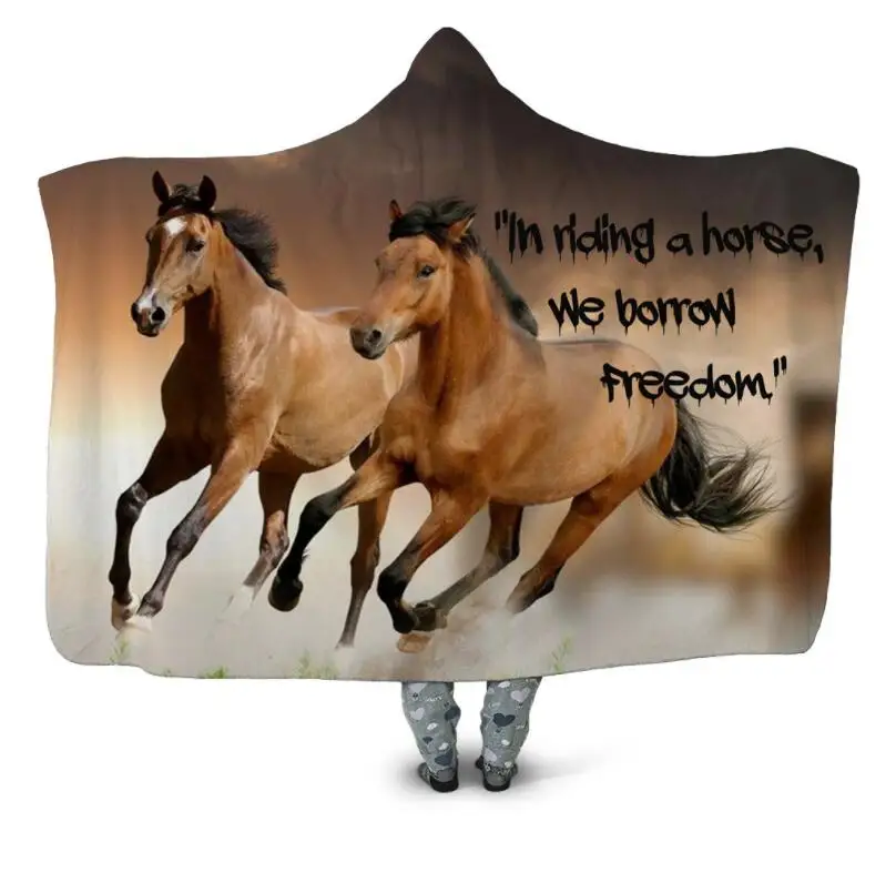 

Gallant Horse 3D печати пледы с капюшоном Одеяло носки теплые флисовые постельные принадлежности одеяла мягкие взрослых путешествия 11