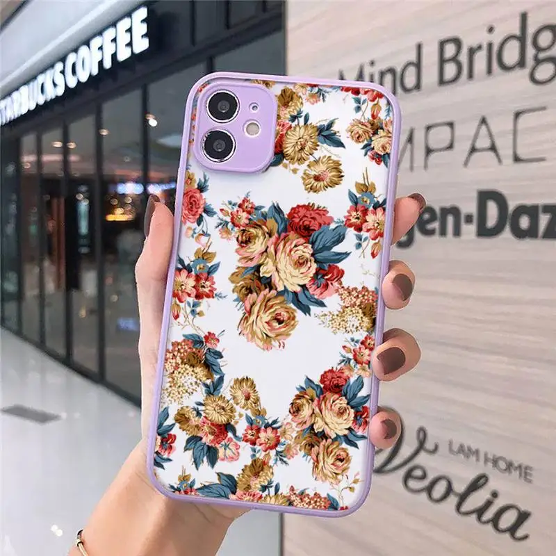 

Summer Beautiful art Flowers Phone Case matte transparent For iphone 7 8 11 12 plus mini x xs xr pro max cover