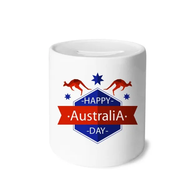 

Happy Australia Day Ostrich and Star Illustration Money Box Saving Banks Ceramic Coin Case Kids Adults