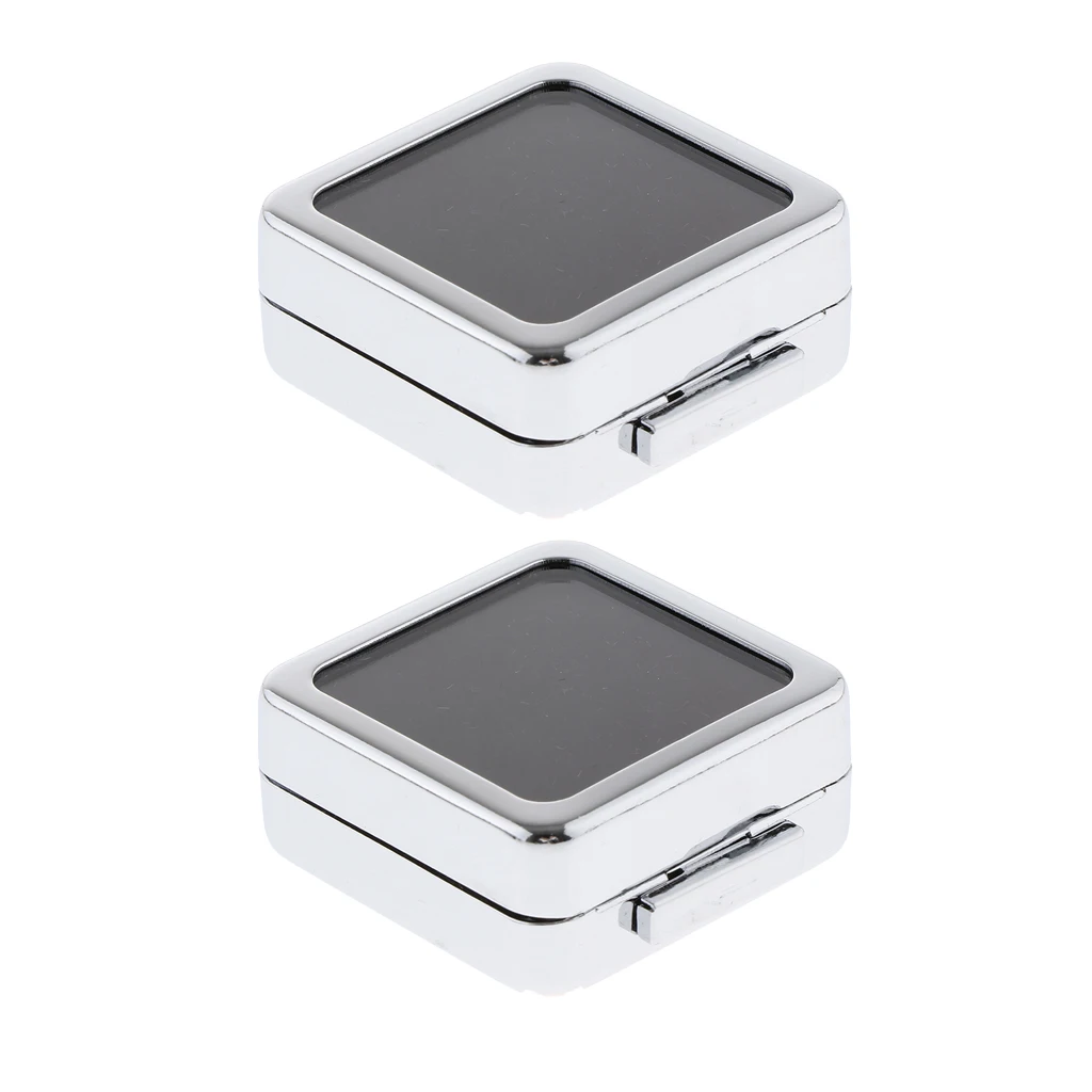 

2x Diamond Gemstone Display Storage Case Jewelry Holder Organizer Glass Lid