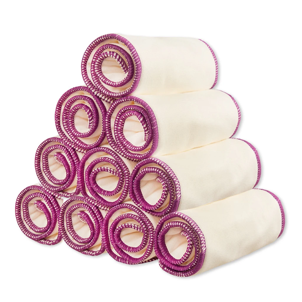 

10pcs 4 Layers Colorful Diaper Insert Reusable Super Soft Bamboo Cotton Baby Nappy Insert 40x15cm for Cloth Diaper&Covers