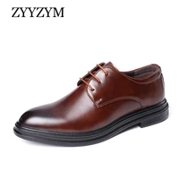 zyyzym men leather shoes thick soled simple pointed business formal footwear 3190