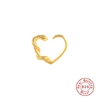 Aide панк 925 стерлингового серебра Twist со змеиным рисунком в форме сердца, для ушей, серьги-манжеты для женщин Earcuff клип на серьги не пирсинг ювелирные изделия