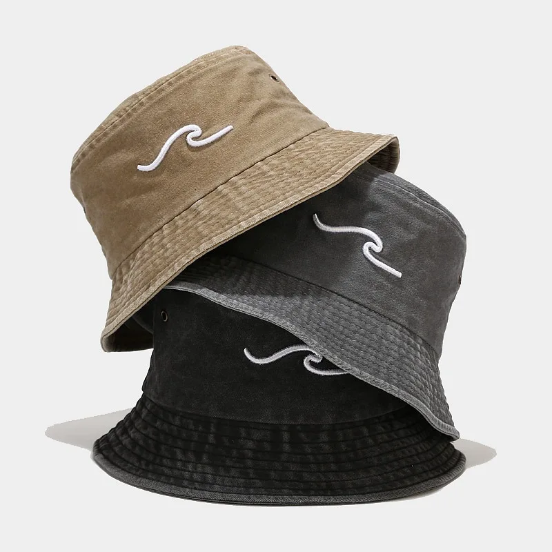 

Unisex Harajuku Bucket Hat Fishing Household Sun Visor Male Bucket Sunscreen Embroidered Fisherman Hat Cotton Material Versatile