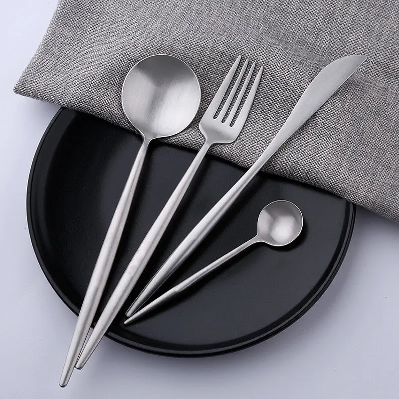1 Набор полезные Новые матовые белые/черные золотые столовые приборы из