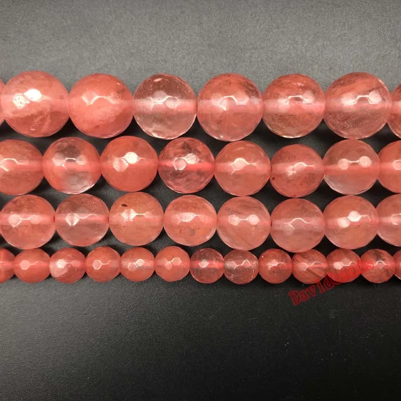 Граненые бусины розового вишневого кварца по фабричной цене незакрепленные