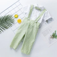 childrens clothing fashion baby boy clothes set cotton kids short sleeved shirt infant sling striped trousers two piece suit